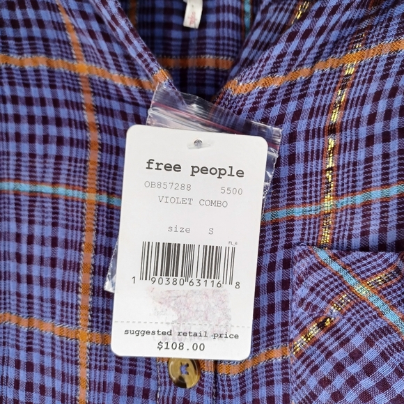 Free people long sleeve violet combo shirt NWT - Picture 5 of 8